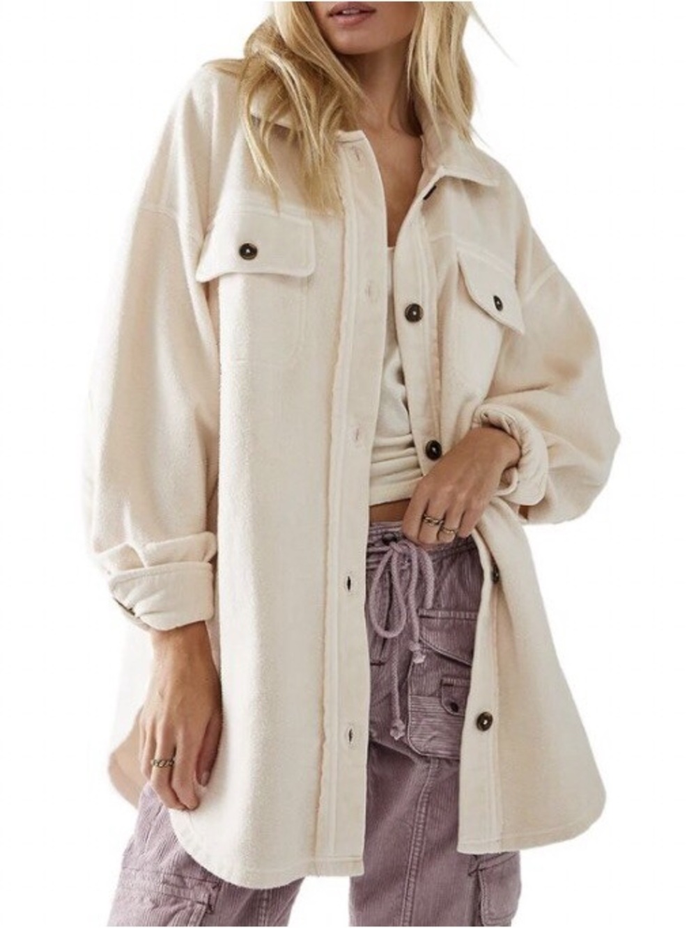 Free People Distressed Shacket